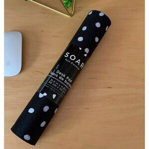 Soar Black & White Polka Dot Full Desk Mouse Pad 31.5 x 11.8in